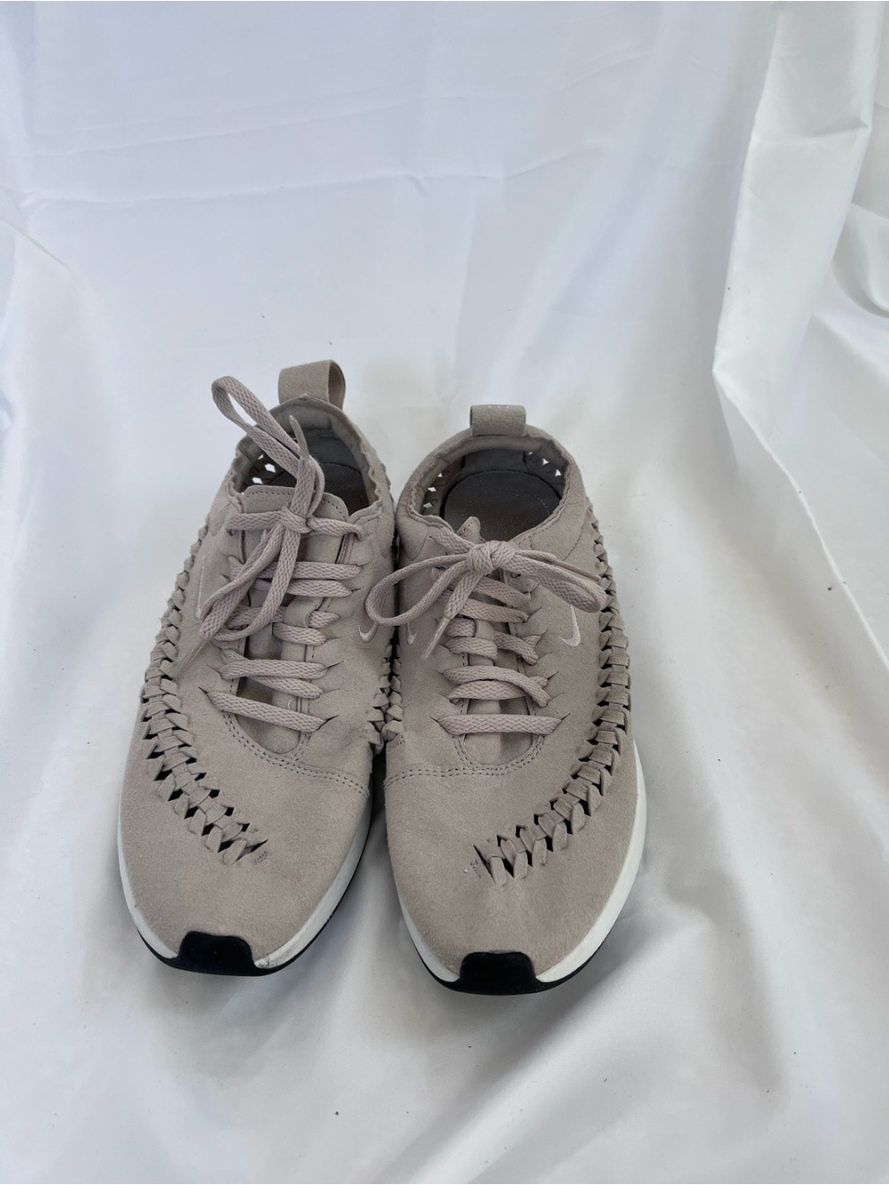 Nike Beige Woven Lace-Up Sneakers